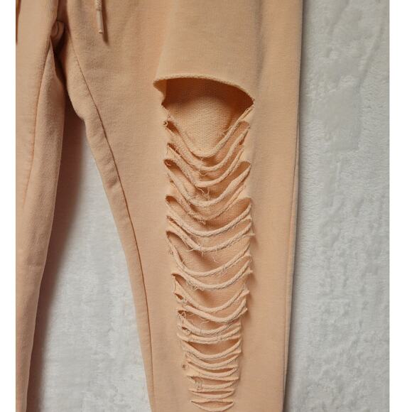 Misquided Light Pink Distressed Jogger Sweatpants Women's 2 Athleisure Gorpcore - Picture 2 of 8